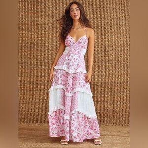 Floral Pink and White Maxi Dress